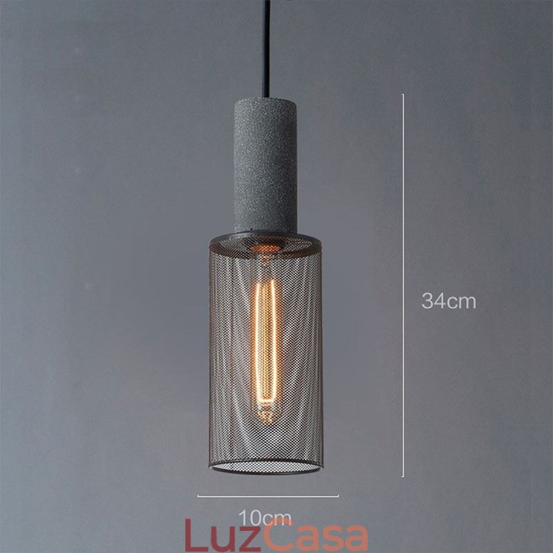 Luminária pendente preta em grade de cimento, luminária de teto retrô country