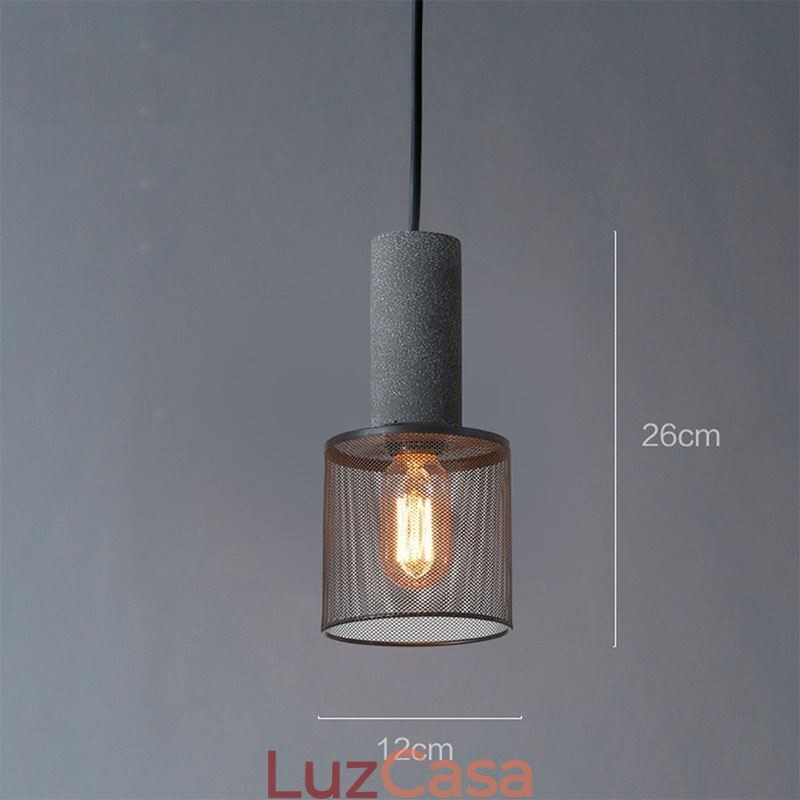Luminária pendente preta em grade de cimento, luminária de teto retrô country