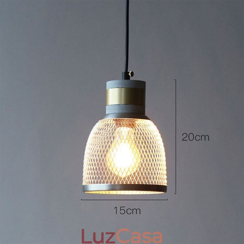 Luminária pendente preta em grade de cimento, luminária de teto retrô country