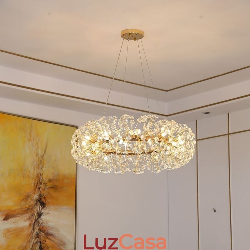 Luminária pendente moderna minimalista em ferro forjado circular com flor de sol