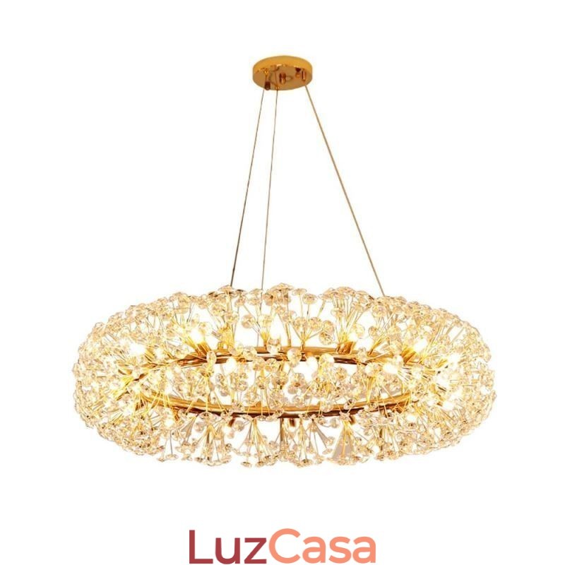 Luminária pendente moderna minimalista em ferro forjado circular com flor de sol