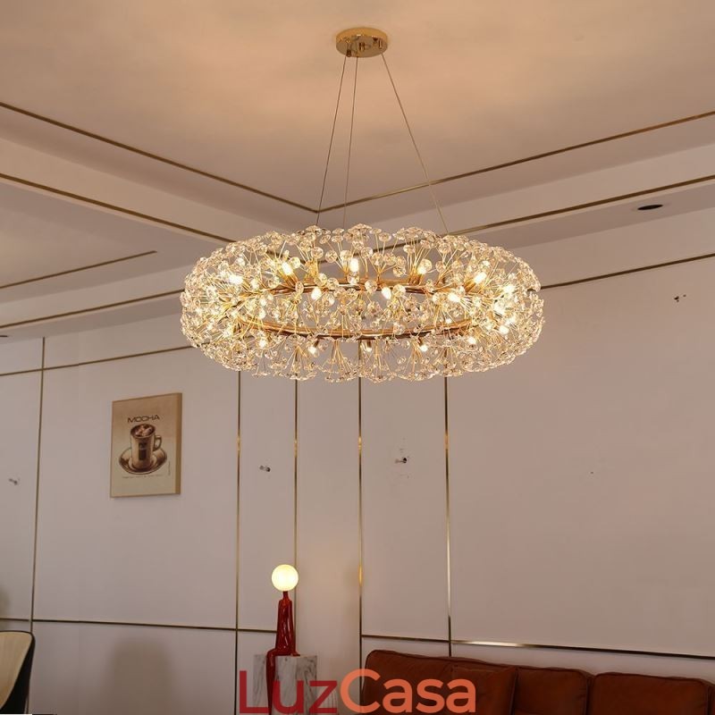 Luminária pendente moderna minimalista em ferro forjado circular com flor de sol