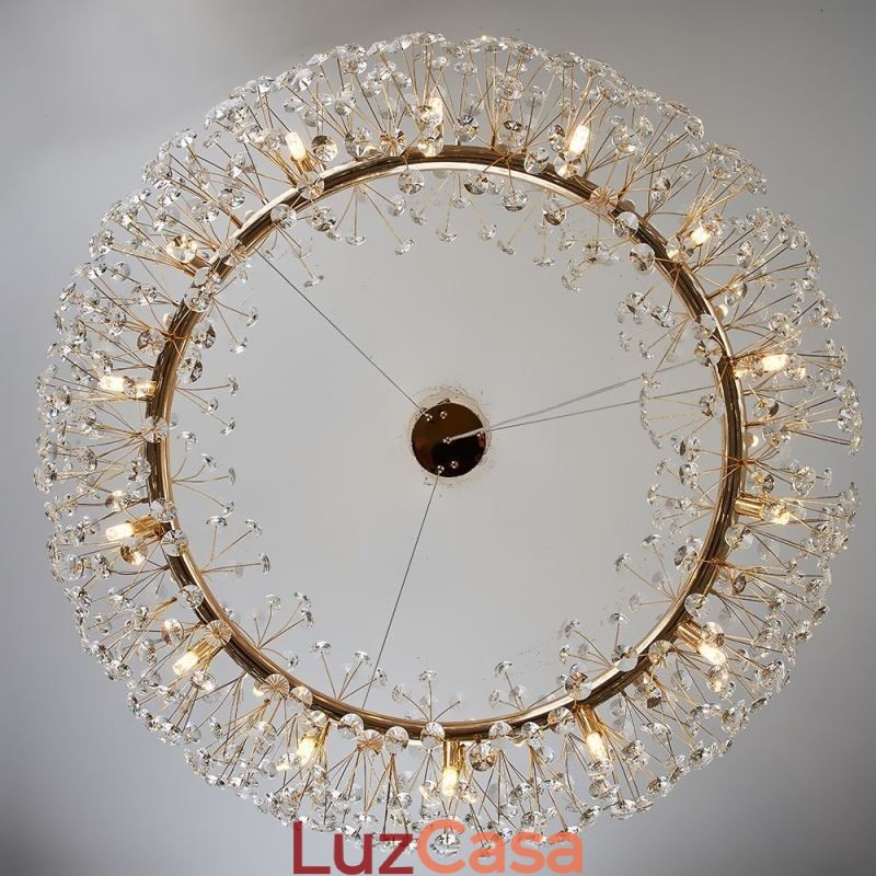 Luminária pendente moderna minimalista em ferro forjado circular com flor de sol