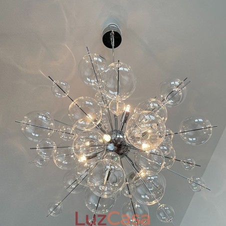 Luminária pendente moderna, minimalista, de teto em vidro bolha