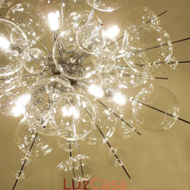 Luminária pendente moderna, minimalista, de teto em vidro bolha