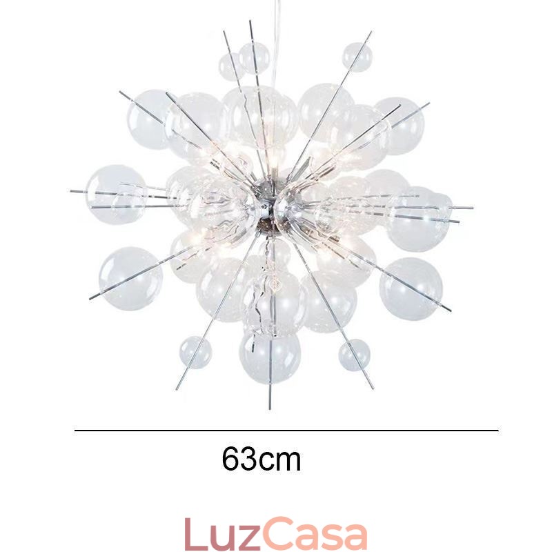 Luminária pendente moderna, minimalista, de teto em vidro bolha