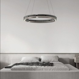 Pendente circular 60 80 cm Luz de teto de vidro com regulagem contínua e controle remoto