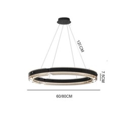Pendente circular 60 80 cm Luz de teto de vidro com regulagem contínua e controle remoto