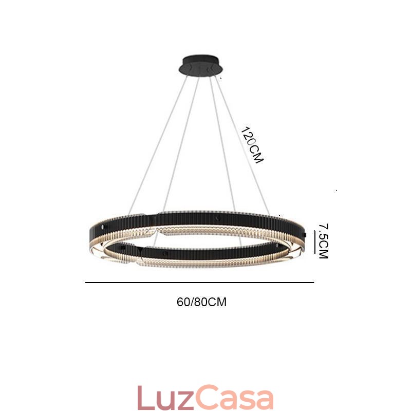 Pendente circular 60 80 cm Luz de teto de vidro com regulagem contínua e controle remoto