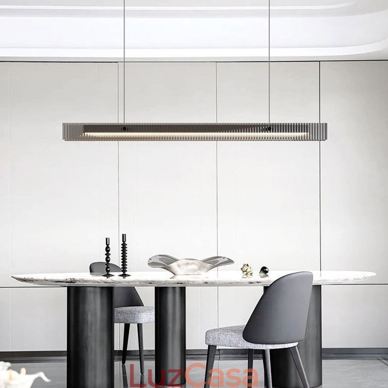 Luminária pendente 100 cm de vidro, luz de teto, regulável, com controle remoto