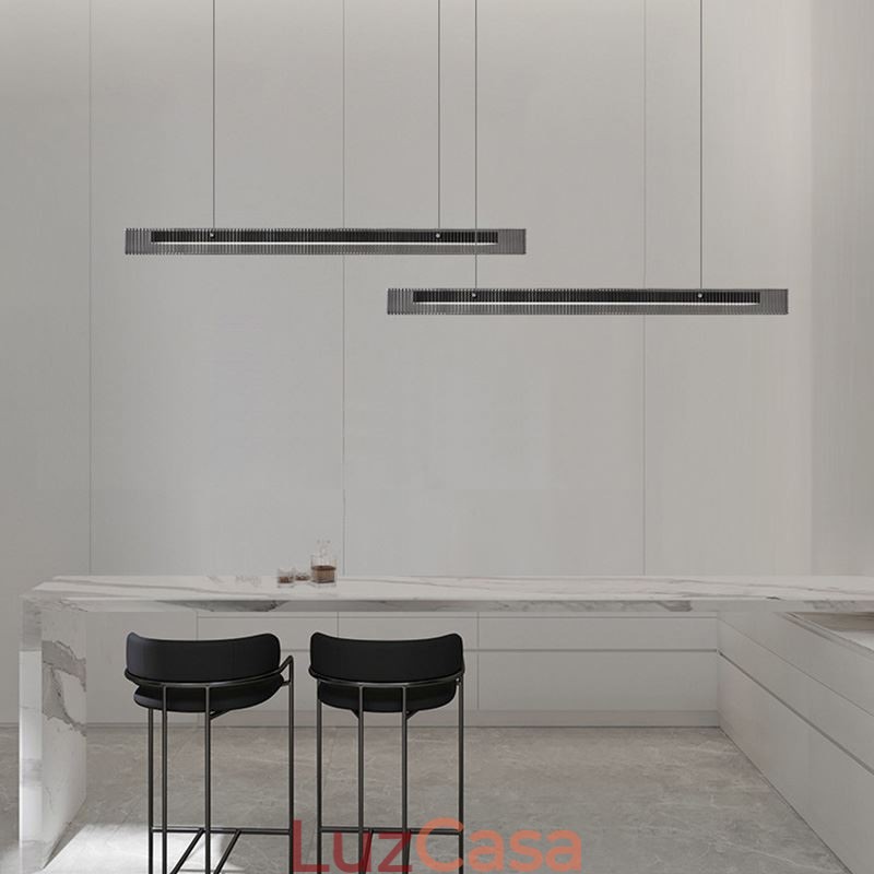 Luminária pendente 100 cm de vidro, luz de teto, regulável, com controle remoto