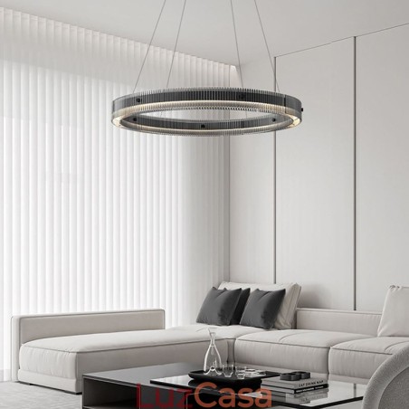 Luminária pendente de vidro 60 80 cm, luz de teto circular, regulável e com controle remoto Luminária pendente de vidro 60 80 cm, luz de teto circular, regulável e com controle remoto