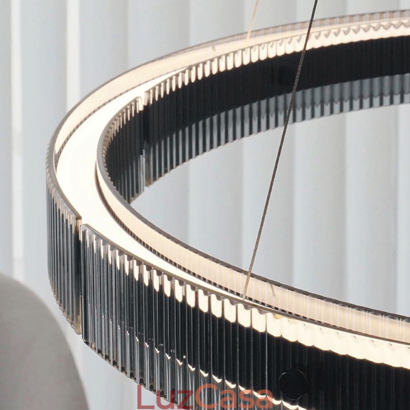 Luminária pendente de vidro 60 80 cm, luz de teto circular, regulável e com controle remoto