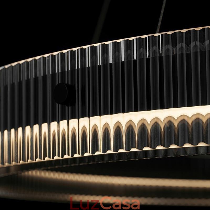 Luminária pendente de vidro 60 80 cm, luz de teto circular, regulável e com controle remoto