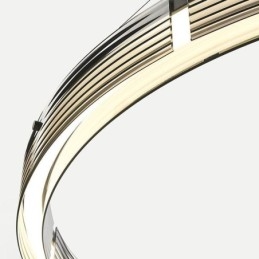 Luminária de teto de vidro 60+80cm Círculo Decoração Círculo Duplo Pendente Luz Tricromática Escurecimento