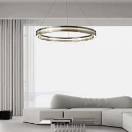 Pendente de luz 60 80 cm Círculo Vidro Teto Lâmpadas Tricromáticas Escurecimento