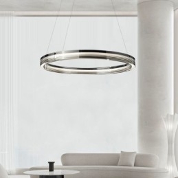 Pendente de luz 60 80 cm Círculo Vidro Teto Lâmpadas Tricromáticas Escurecimento