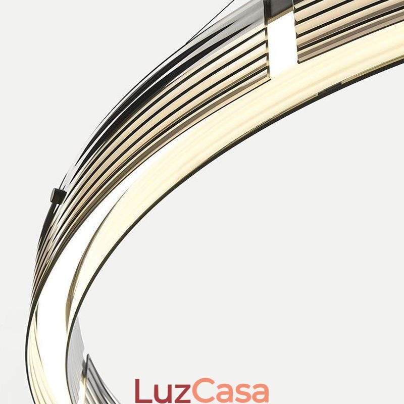 Pendente de luz 60 80 cm Círculo Vidro Teto Lâmpadas Tricromáticas Escurecimento