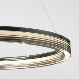 Pendente de luz 60 80 cm Círculo Vidro Teto Lâmpadas Tricromáticas Escurecimento