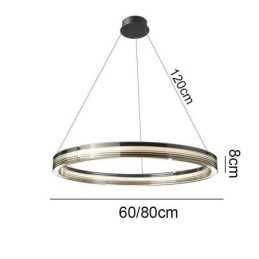 Pendente de luz 60 80 cm Círculo Vidro Teto Lâmpadas Tricromáticas Escurecimento