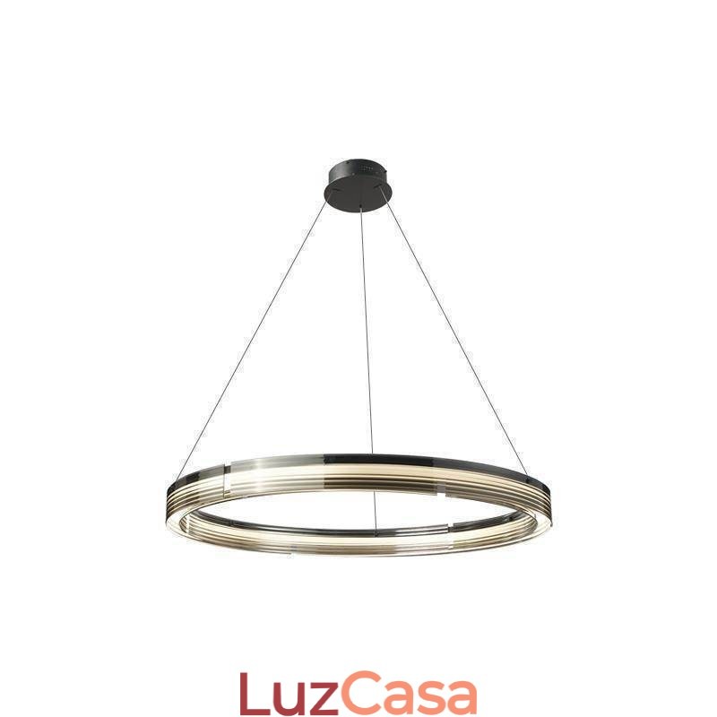 Pendente de luz 60 80 cm Círculo Vidro Teto Lâmpadas Tricromáticas Escurecimento