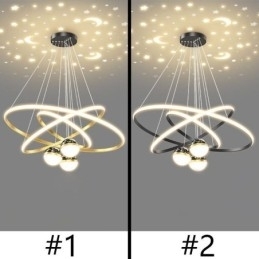 Luminária pendente simples de ferro forjado, silicone, três círculos, anel, teto, luz