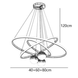 Luminária pendente simples de ferro forjado, silicone, três círculos, anel, teto, luz