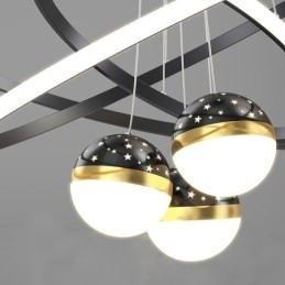 Luminária pendente simples de ferro forjado, silicone, três círculos, anel, teto, luz