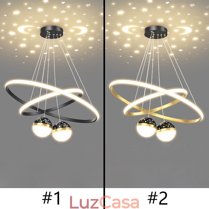Luminária pendente moderna de ferro forjado, anel de silicone com círculo duplo, luz de teto