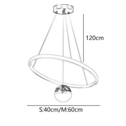 Luminária pendente moderna simples de ferro forjado silicone anel único luz de teto