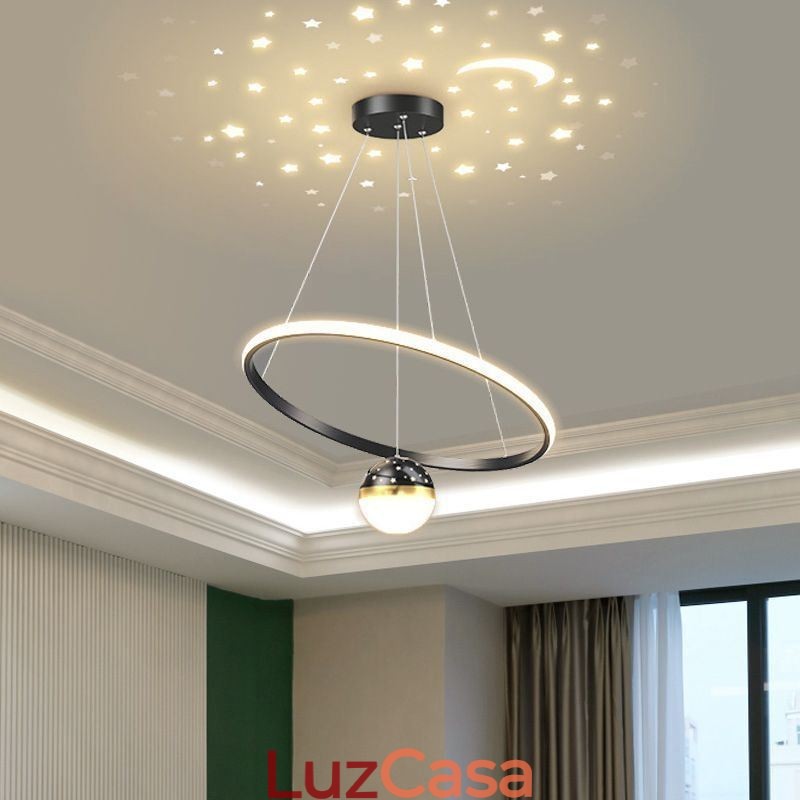Luminária pendente moderna simples de ferro forjado silicone anel único luz de teto