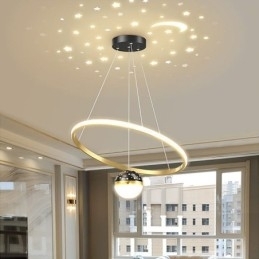 Luminária pendente moderna simples de ferro forjado silicone anel único luz de teto