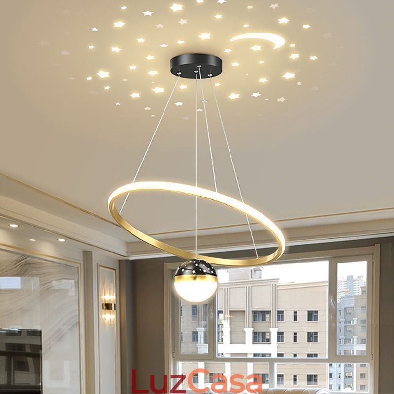 Luminária pendente moderna simples de ferro forjado silicone anel único luz de teto
