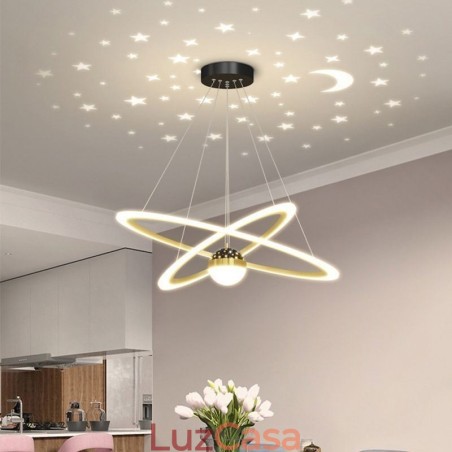 Luminária pendente de ferro forjado acrílico estrelado céu anel luz de teto Luminária pendente de ferro forjado acrílico estrelado céu anel luz de teto