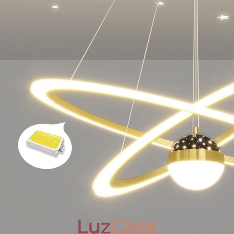 Luminária pendente de ferro forjado acrílico estrelado céu anel luz de teto