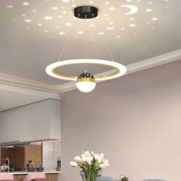 Luminária pendente minimalista em ferro forjado, luminária de teto em forma de estrela e acrílico