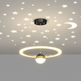Luminária pendente minimalista em ferro forjado, luminária de teto em forma de estrela e acrílico