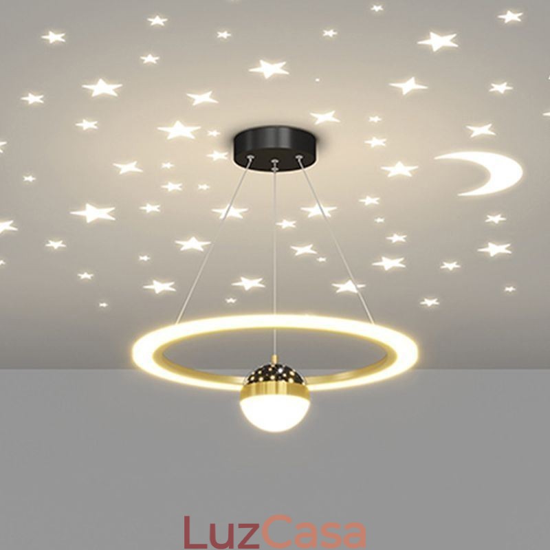 Luminária pendente minimalista em ferro forjado, luminária de teto em forma de estrela e acrílico