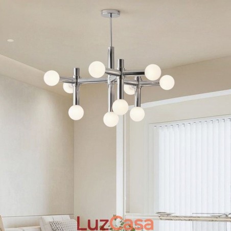 Luminária pendente simples em ferro forjado com moléculas de feijão mágico