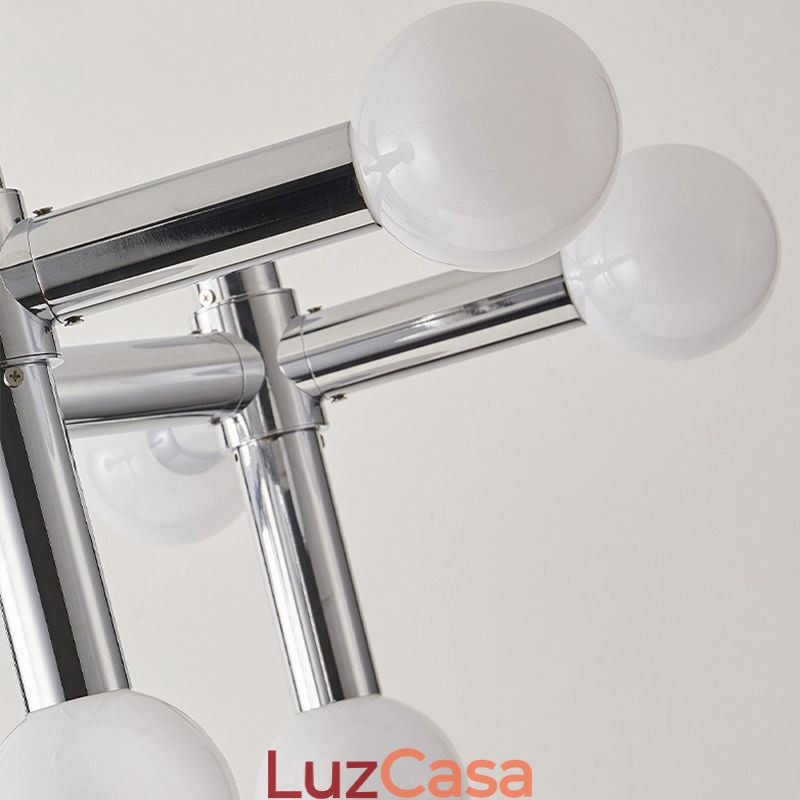 Luminária pendente simples em ferro forjado com moléculas de feijão mágico