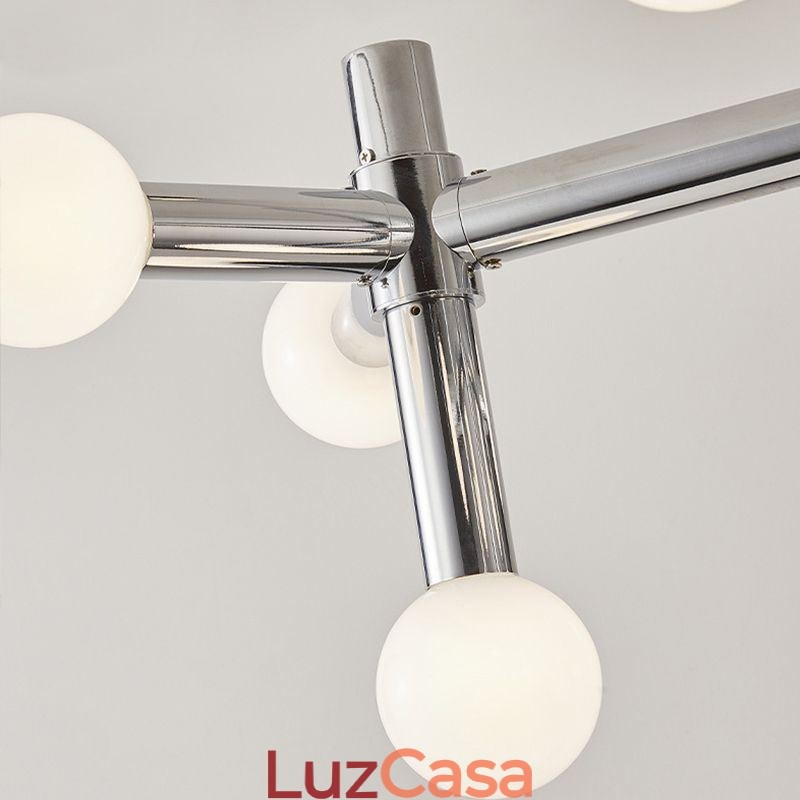 Luminária pendente simples em ferro forjado com moléculas de feijão mágico