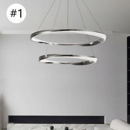 Luminária pendente de ferro forjado, anel de acrílico, luz de teto de círculo duplo
