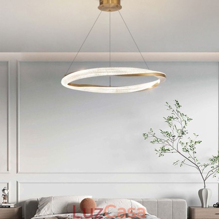 Luminária pendente de ferro forjado, anel de acrílico, luz de teto de círculo único Luminária pendente de ferro forjado, anel de acrílico, luz de teto de círculo único