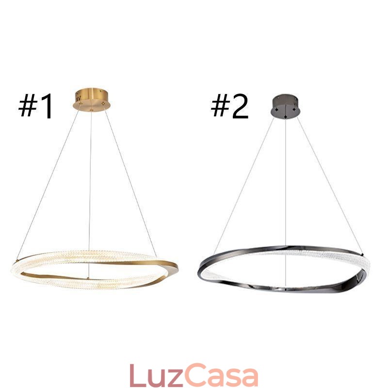 Luminária pendente de ferro forjado, anel de acrílico, luz de teto de círculo único