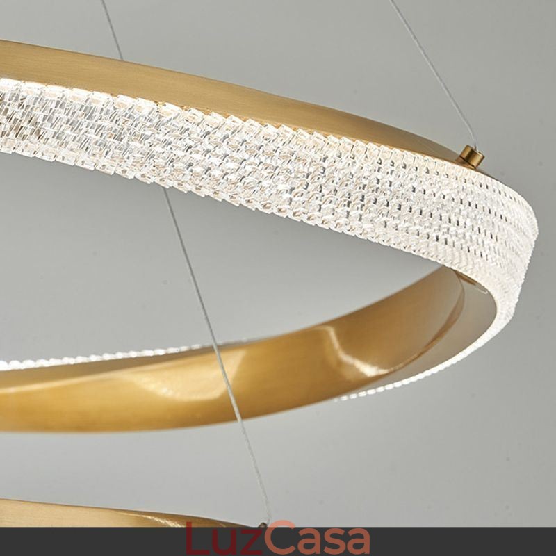 Luminária pendente de ferro forjado, anel de acrílico, luz de teto de círculo único