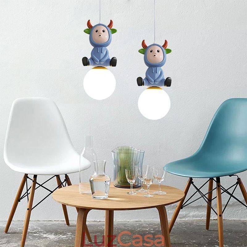 Luminária pendente moderna minimalista G9 ferro forjado coelho bezerro resina teto luz