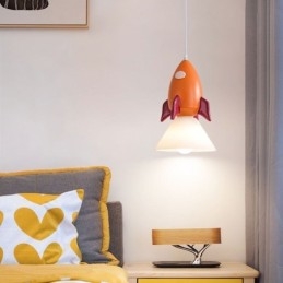 Luminária pendente minimalista em ferro forjado com pouso na lua, pequena luminária de teto