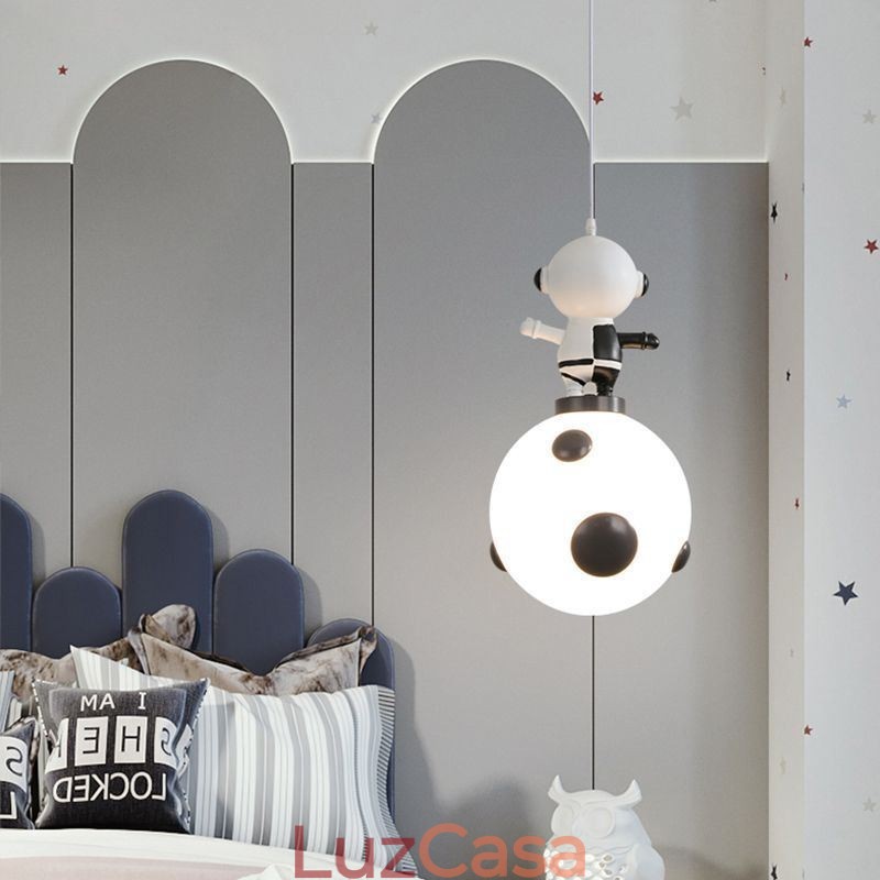 Luminária pendente minimalista em ferro forjado com pouso na lua, pequena luminária de teto
