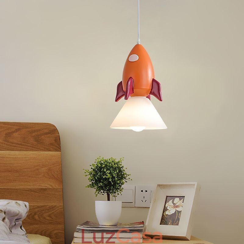 Luminária pendente minimalista em ferro forjado com pouso na lua, pequena luminária de teto