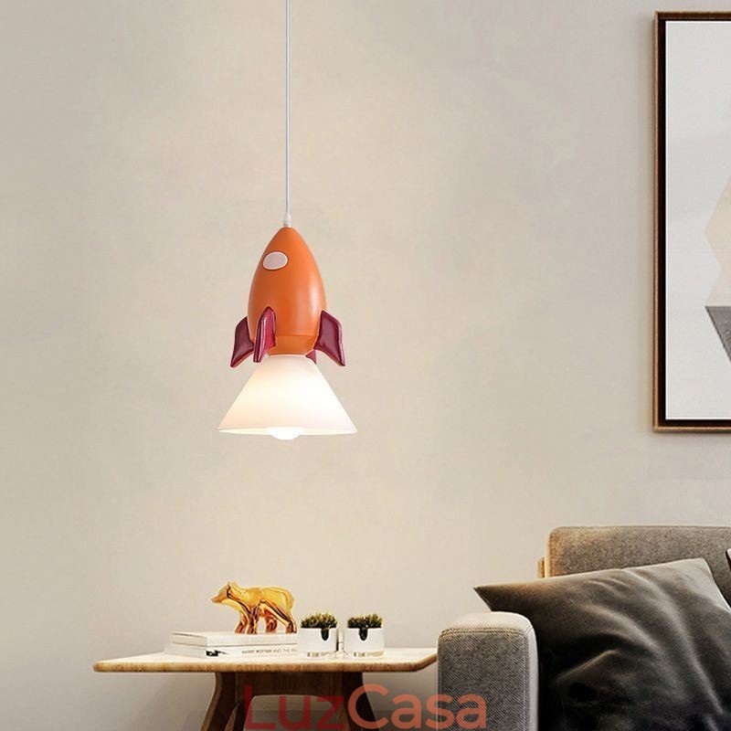 Luminária pendente minimalista em ferro forjado com pouso na lua, pequena luminária de teto
